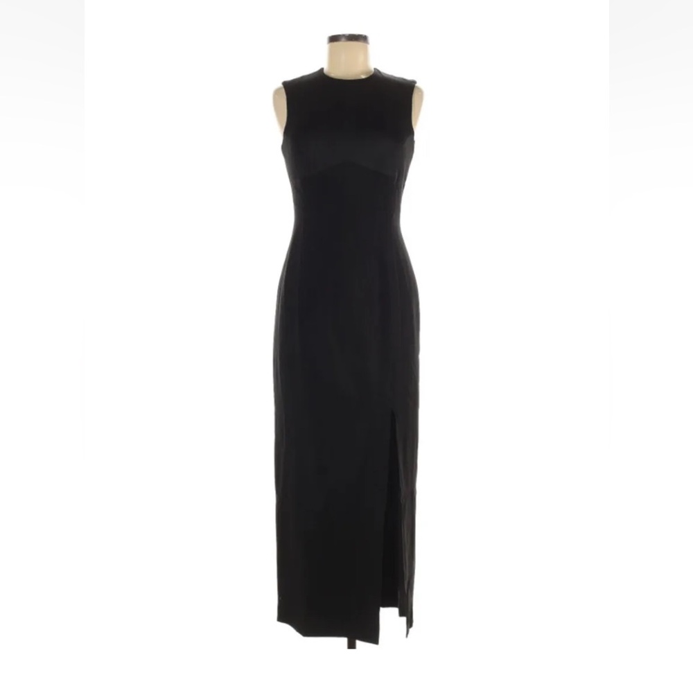 TAHARI $229 Womens Black Sleeveless Midi Open Back Daimond Neck Sheath Dress 8